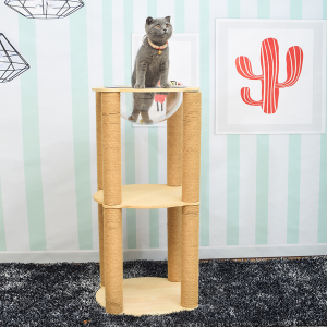 Acrylic Wooden Cat Tree Small Space Integrated Spacecraft Cat Climbing Frame Transparent Four Seasons Cat Scratching Post