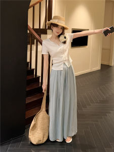 Cheese Customization ◆ Tuscan Summer Texture Elastic Waist Silm Slim Looking Loose Pants Womens Easiest for Match Thin