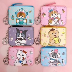 Anime Mofusand Card Holder Coin Purse Cartoon New Shark Cat Cosplay  Hello Kitty & Kuromi Work Id Badge with Key Ring Card Holder Wallet