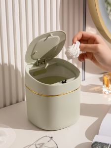 Mini Small Trash Can Desktop For Home Cute Table Top Coffee Table Bedside Bedroom Office Table with Lid Wastebasket