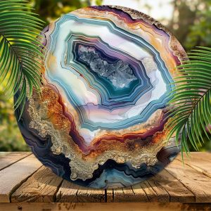 2D Colorful Agate Round Wooden Disc Patterned Home Decor Ideal Hanging Living Rooms Bedrooms Hotels Restaurants Artworks Gifts