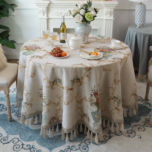 European Entry Lux Fancy Coffee Table round Table Tablecloth 2021 New Arrival Rectangular Table Cloth round For Home Beige