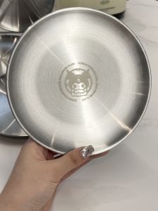 Cute Bear Stainless Steel round Plate Multifunctional BBQ Tray Picnic Dish Korean Ins Style Animal Series Dining Utensils