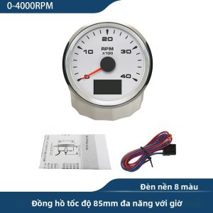Đồng Hồ Đo Tốc Độ Đa Năng 85mm Chống Nước Đèn Nền 8 Màu Kèm Đồng Hồ Đo Giờ Cho Ô Tô Thuyền - Phù Hợp Với Động Cơ 3K 4K 6K 8K Điện Áp 9V 32V