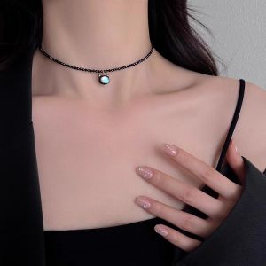 สร้อยคอคริสตัลสีดำ สร้อยคอรูปแมว ดีไซน์หรูหรา เครื่องประดับแฟชั่นสำหรับผู้หญิง โซ่กระดูกไหปลาร้า สไตล์เกาหลี