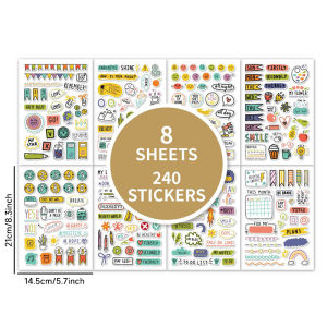 8 Sheets 240+ Planner Stickers Monthly Weekly Daily Planner Stickers Planners Holiday Seasonal Planner Sticker