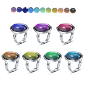 Mood Rings Retro Fashion Women Oval Gem Color Change Temperature Ring Opening Gothic Wedding Anillos Mujer Mens Rings Jewellery
