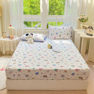 Dansunreve Fitted Bed Sheet Washed Cotton Cartoon Animal Printed Bedsheet Class A Skin-friendly Fitted Bedsheet Single/Queen/King/Super King