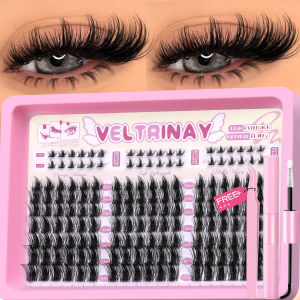 Veltrinay Lashes Clusters Kit Spiky Lash Clusters With Spiky Bottom Lashes Individual Volume Cluster Eyelash Extensions Makeup