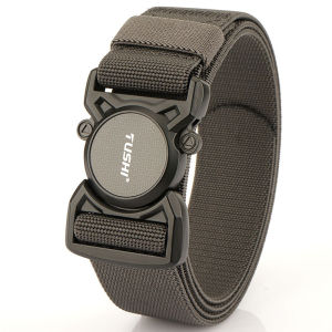 New Alloy Buckle Elastic Waist Belt Mens Quick Release Tactical Canvas Belt Student Sports Outdoor Military Training Pants Belt