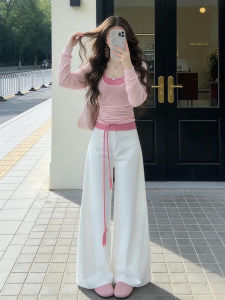 ZHENMANZI | Fashionable Stylish Pink Three-piece Set for Early Spring