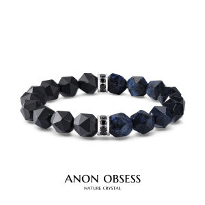 Matte Black Agate Blue Line Stone Bracelet Rational And Energy Collision Couple Style Fashion Jewelry Accessories