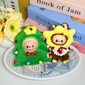 Mini Star Christmas Tree Headgear Clothes For 10CM Labubu The Monsters Pin For Love Series For Labubu V4 Doll Cloth Accessories