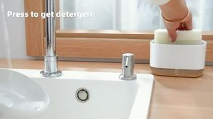 UBH 2 IN 1 Dish soap Dishwasher dispenser Kitchen sink Press type soap pump with sponge Bekas sabun basuh pinggan
