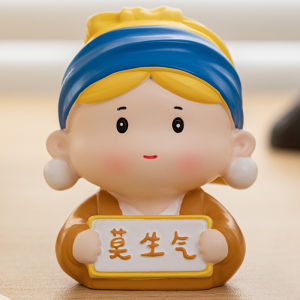 Cute Healing Pearl Girl Desktop Decoration Office Desk Ornament Emotional Stability Figurine Resin Handmade Original Design