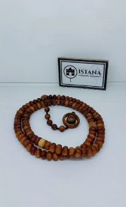 Kalung Tasbih Kayu Kelor Jawa Kuning Emas Terbaru Bandul Cincin