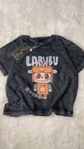 Baju Kaos Wash Anak Gambar Labubu Monster Cute Viral Perempuan Laki Laki 1-12 Tahun Lengan Pendek
