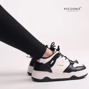 Vicsonz Womens Shoe V69019 / V69020 (Black x White/ Brown x Beige) Sneakers / PU Leather / Casual Sport Shoes