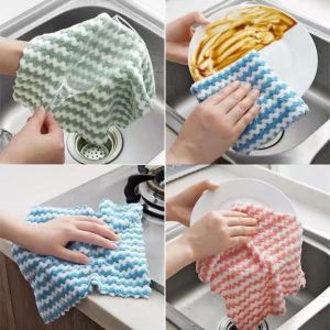 Khăn Lau Nhà Dày Sóng Coral Không Dính Dầu Vải Microfiber Dùng Trong Nhà Bếp Khăn Lau Nhà Vệ Sinh Gia Đình
