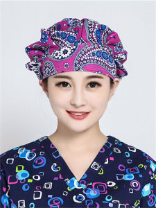 Operating Cap Cartoon Print Oral and Dental Pet Hospital Female Doctor Nurse Long Hair Baotou Laboratory Work Cap