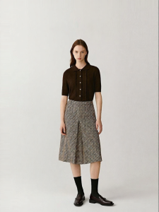 ICICLE | Autumn Wool Stretch Twill Knee-length Skirt