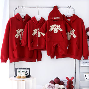 Thickened Fleece Winter Family Matching Clothes One Year Old Birthday Gift Childrens Wear Casual Style Cotton Polyester Blend