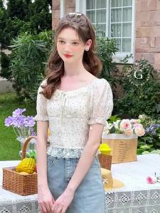 HEYINI | Áo Thun Hoa Văn Chấm Bi Kiểu Dáng Ôm Body
