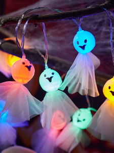 Halloween Decorations Ghost Small Light Pumpkin Lighting Chain Scene Layout Childrens Luminous Pendant Themed Photography Props
