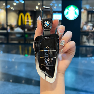 Zinc Alloy Gradient TPU Smart Car Key Fob Cover Case Chain Remote Shell Holder Buttons Protection Keychain For BMW X1 X2 X3 iX3 X4 X5 X6 F15 F16 F10 F20 F21 F26 F40 F48 F85 F39 F25 F22 F30 F31 F32 G01 G02 G08 G20 G26 G30