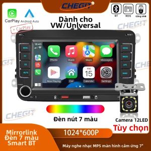 Màn Hình Cảm Ứng 7 Inch Đầu Phát Đa Phương Tiện Ô Tô VW Passat Golf Caddy Màn Hình Kép CarPlay Không Dây Android Auto Radio FM RDS
