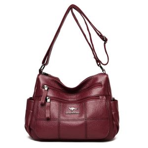 Leather Crossbody Bag Womens Large Capacity Soft Leather Summer New Fashion Single Shoulder Slant Carry Handbag Ladies Bag