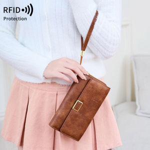 BANYANU ผู้หญิงวินเทจกระเป๋าสตางค์ยาวหนังท่องเที่ยวความจุขนาดใหญ่ 6.7 นิ้วกระเป๋าสตางค์สมาร์ทโฟนสำหรับผู้หญิง