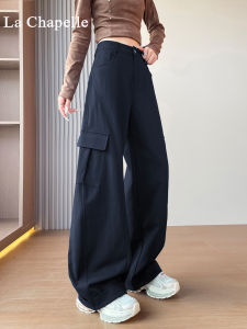 American Style Work Pants Womens Casual Cool Sporty Wide Leg Pants Spring Autumn New Style La Chapelle High Waist Button Closure