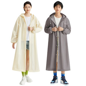 เสื้อกันฝนยาวสำหรับผู้ใหญ่เสื้อกันฝน EVA แบบใช้ซ้ำได้ Windproof Long Hooded Raincoat ฉุกเฉินสำหรับการเดินทางกลางแจ้ง