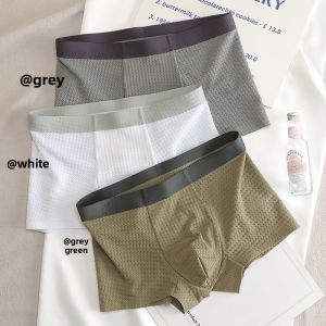 JIAZINI | Ice Silk Mens Underwear Thin Breathable Antibacterial Briefs Comfortable Mid Waist Design Youth Suitable Pure Color Flat Angle Shorts