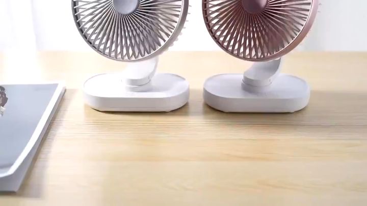 Quạt tích điện 2 cổng sạc, quạt mini để bàn pin 4000mah dùng liên tục đến 15h, quạt tích điện để bàn cỡ lớn xoay tự động