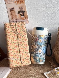 Romantic Floral Ceramic-Lined Insulated Cup