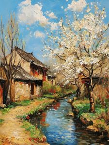 Kayou | Oil Painting By Numbers Kits Country Spring Scenery Number Drawing Canvas DIY Pictures By Numbers Home Decor