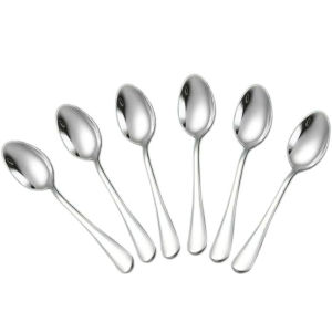 XMSJ | 6Pcs Stainless Steel Dessert Spoons Mini Coffee Spoons Small Espresso Teaspoon Demitasse Toddler Baby Spoons Kitchen Tableware