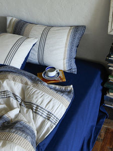 HUINEIJIAFANG | Minimalist Klein Blue Pure Color Water Washed Cotton Bed Linen Set