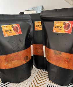 KIMCHI BY BECKYS KITCHEN HOME MADE KIMCHI - DIRECT SUPPLIER OF WOMBOK - JAR IN A GLASS BOOTLE.