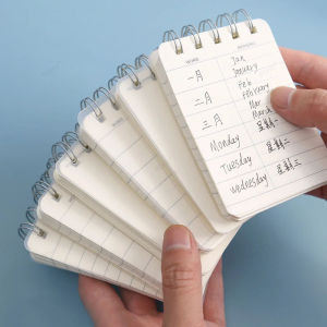 สมุดสเก็ตช์ไดอารี่กระดาษลายตารางสมุดเกลียวสมุดบันทึกแบบมีขดลวดข้อความ4ชิ้นสำหรับอุปกรณ์การเรียนเครื่องเขียน A7