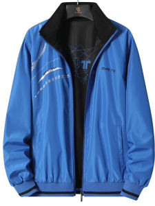 Mens Lightweight Jacket Workwear Casual Sports Top Double-Sided Wear Loose plus Size Coat Single Garment Spring Autumn