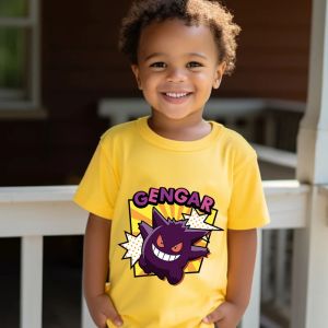 Bandai | Pokemon Gengar Pikachu kids T-shirt pure cotton short-sleeved yellow top for boys