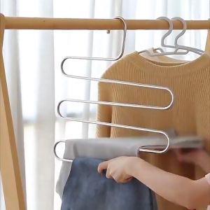 [เเขวนได้5ตัว] ไม้แขวนกางเกง ไม้แขวนเหล็ก รูปตัวS ที่แขวนกางเกงกระโปรงไซต์ใหญ่ รุ่นประหยัดพื้นที่ พร้อมส่งG2988