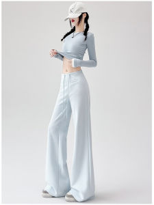 Quần Ống Rộng Nữ Dáng Rộng Quần Dài Ống Đứng Quần Dài Thường Ngày Cạp Cao Chất Liệu Cotton Không Cần Ủi Mùa Xuân 2025