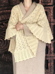 Handmade Hollow out Knitted Shoulder Wrap Womens Fashionable New Style Autumn Warmth Multi-Functional Long Rectangle Scarf