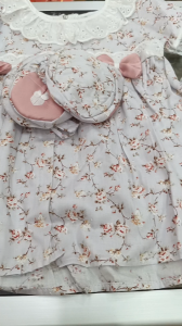 [BabyZoe] Dress anak perempuan renda bandana pita set sepatu 6-12 bulan