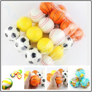 6.3cm Sponge Volleyball and Football Basketball Kids Toy Ball PU Foam Ball Vent Ball Shopping Mall Advertising Small Gift