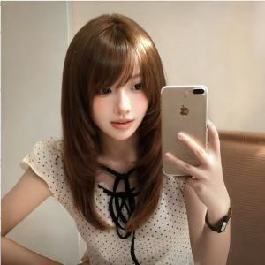 Bộ Tóc Giả Dài Thẳng Cho Nữ Tóc Giả Màu Trắng Tự Nhiên Tóc Giả Thường Ngày Tóc Giả Cao Cấp Tóc Giả Bằng Sợi Polyester